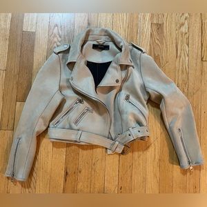Zara Basics Faux Suede Cropped Moto Jacket - Size M
